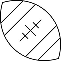 Rugby Ball Icon In Black Outline.