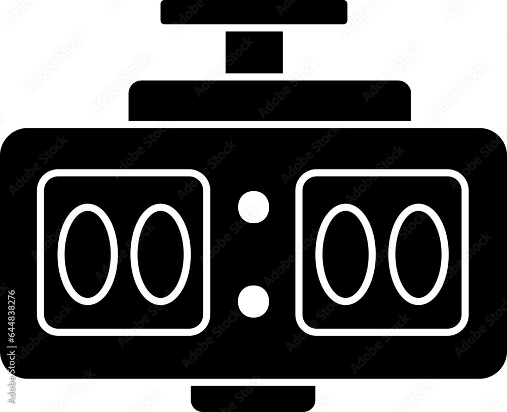 Poster digital clock icon in b&w color.