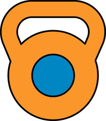 Kettlebell Icon In Blue And Orange Color.