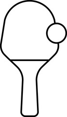 Table Tennis Racket With Ball Line Art.