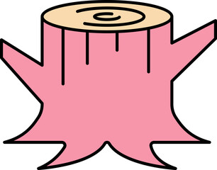 Tree Stump Icon In Pink Color.