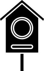 Bird House Icon In Black And White Color.