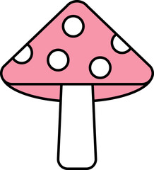 Mushroom Icon Or Symbol In Pink And White Color.