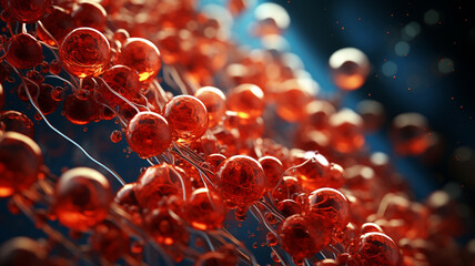 White and red blood cells in blood stream - obrazy, fototapety, plakaty