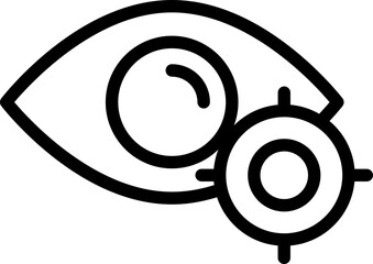 Eye Focus Or Target Icon In Black Line Art.