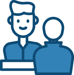 User Meeting Icon In Blue And White Color.