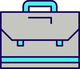 Illustration Of Office Bag Grey And Turquoise Icon.