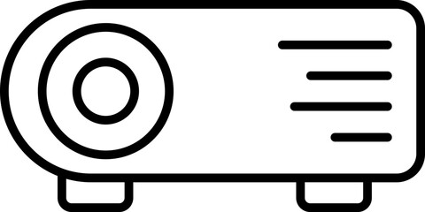 Video Projector Icon In Black Line Art.