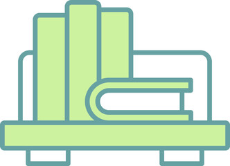 Bookshelf Icon In Green And White Color.