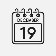 Icon page calendar day - 19 December