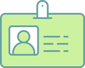ID Card Icon In Green And White Color.