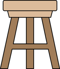 Three Legged Stool Icon In Brown Color.