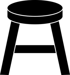 Round Stool Icon In Glyph Style.