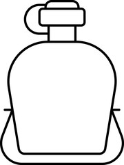 Camping Water Bottle Icon In Black Outline.
