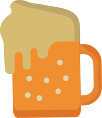 Flat Style Beer Glass Icon In Orange And Bronze Color.