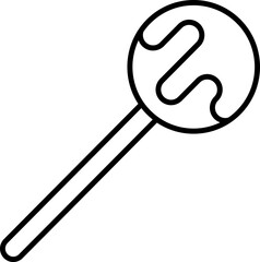 Caramel Lollipop Flat Icon In Black Outline.