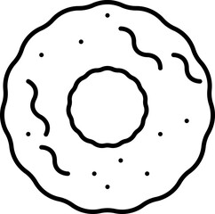 Black Outline Donuts Icon In Flat Style.