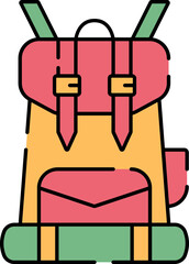 Colorful Backpack Icon In Flat Style.