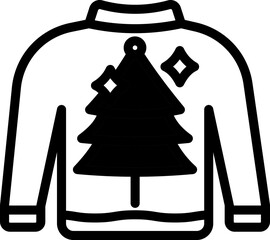 B&W Color Xmas Printed Sweater Icon In Flat Style.