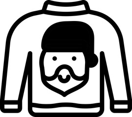 B&W Color Santa Printed Sweater Icon In Flat Style.
