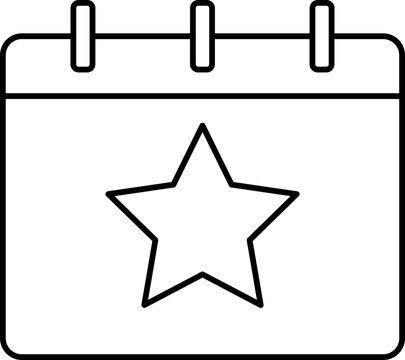 Star Desk Calendar Icon In Line Art.