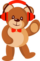 Cheerful Beer Character With Headphone In Red And Brown Color.