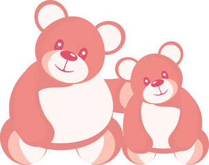 Illustration Of Two Teddy Bear Icon In Red Color.