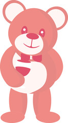 Cute Bear Character Holding Drink Glass In Red Color.