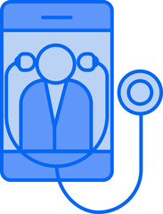 Telehealth Physician Through Smartphone Icon In Flat Style.