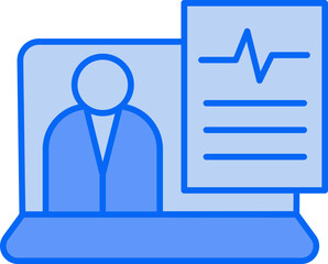 Patient Medical Report In Laptop Icon.