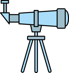 Isolated Blue Color Telescope Icon in Flat Style.