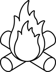Flat Style Bonfire Icon In Black Line Art.