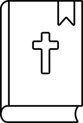 Flat Style Bible Book Icon In Black Line Art.