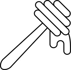 Honey Dipper Icon In Black Line Art.