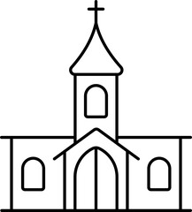 Linear Style Church Icon.
