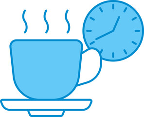Tea Or Coffee Time Icon In Blue And White Color.