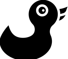 Duck Toy Icon In B&W Color.