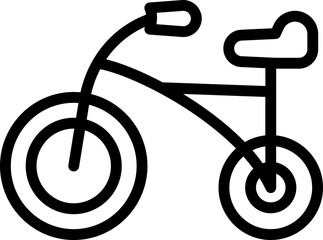 Baby Bike Icon In Black Thin Line Art.