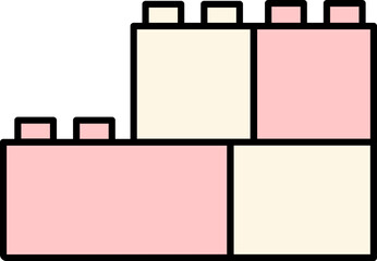 Lego Brick Icon In Pink And Light Yellow Color. - obrazy, fototapety, plakaty