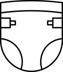 Baby Diaper Icon In Black Outline.