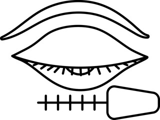 Illustration Of Eyelash And Mascara Icon In Outline Style.