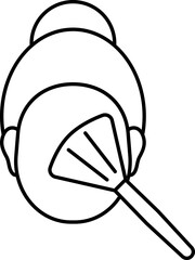 Applying Makeup On Face Icon In Line Art.