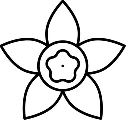 Black Line Art Illustration Of Tapioca Flower Flat Icon.