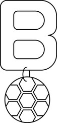 Obraz premium Letter B For Ball Icon In Black Line Art.