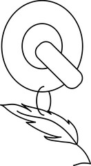 Letter Q For Quill Icon In Black Outline.