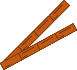 Brown Bamboo Stick On White Background.