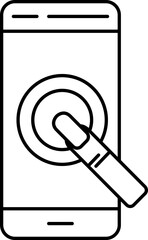 Finger Touch On Smartphone Screen Black Outline Icon.