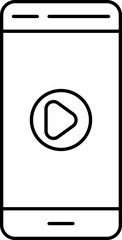 Play Button In Smartphone Screen Thin Line Icon.
