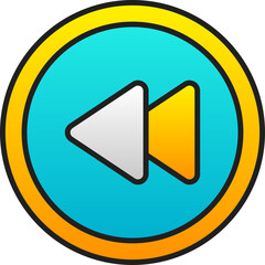 Backward Button Icon In Gradient Yellow And Blue Color.