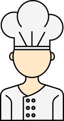 Faceless Chef Icon In Gray And Pastel Yellow Color.